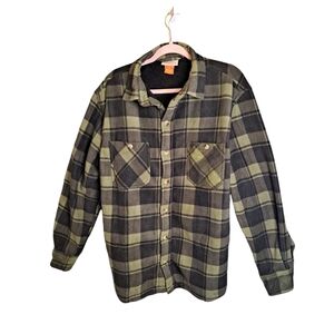 Racks & Reels Shacket Sherpa Lined Green Plaid Fleece Jacket M